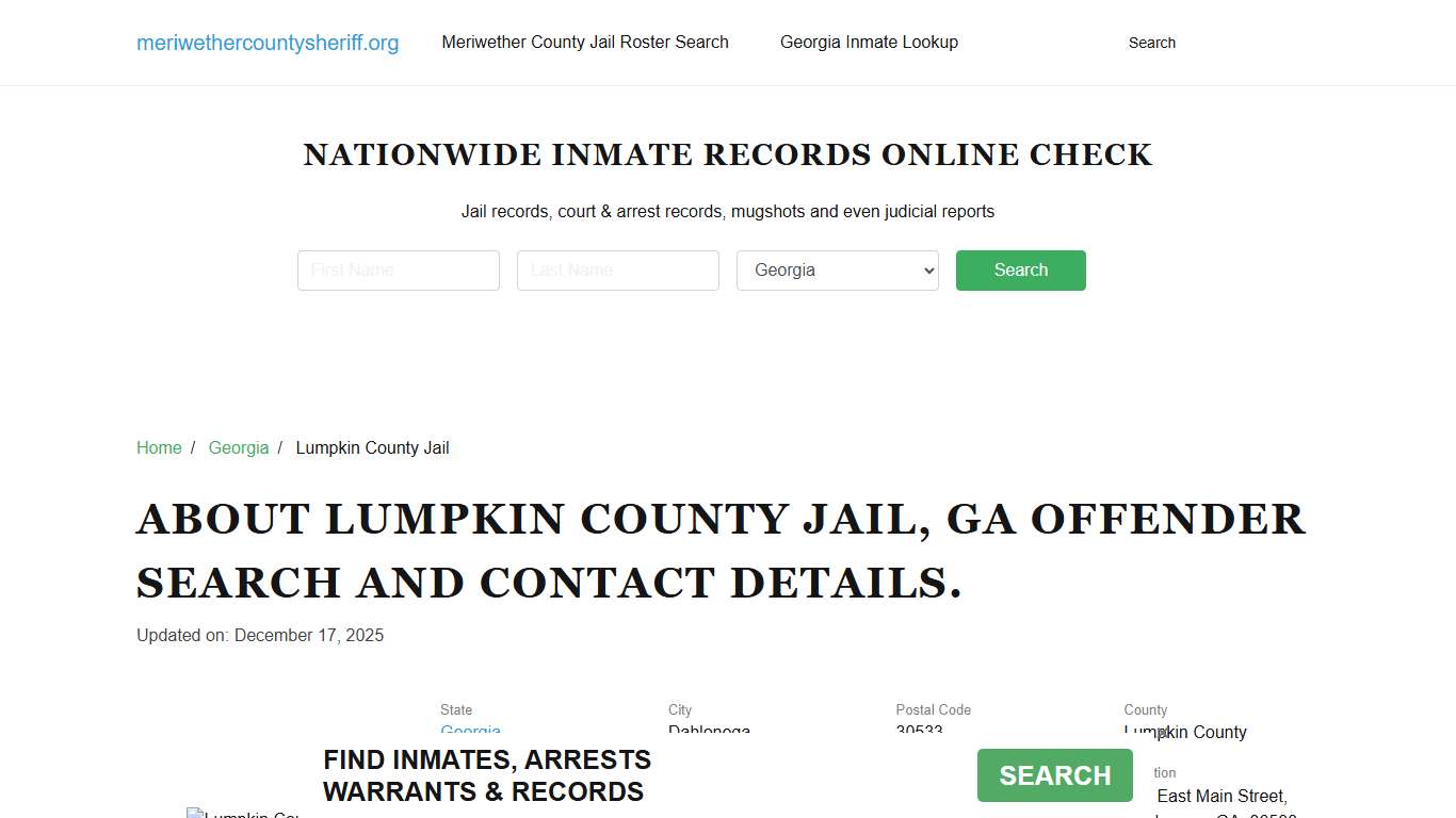 Lumpkin County Jail, GA Offender Search, Contacts.